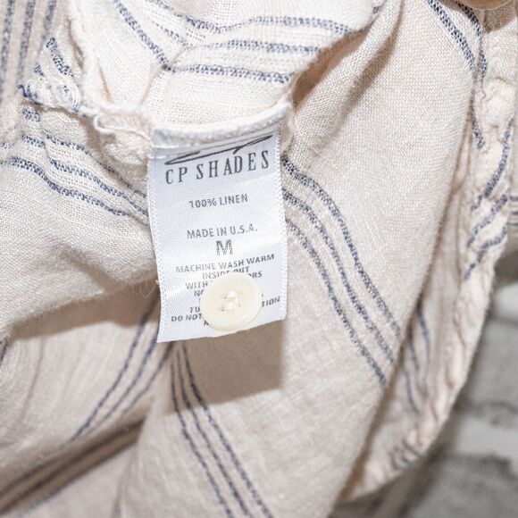 CP SHADES Medium Marella 100% Linen Button up Shirt in Peach Striped - Picture 6 of 9